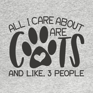 Cat Lover All I Care About Are Cats And Like 3 People T-Shirt